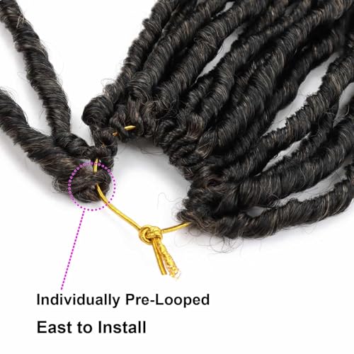 LYCSOU 14 Inch Goddess Faux Locs Crochet Braids - 8 Pack Pre-Looped Hair