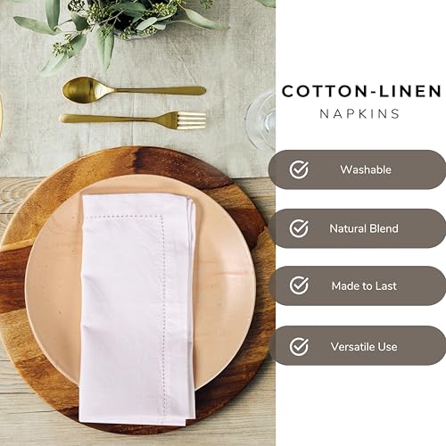 Ramanta Home White Linen Cloth Napkins Set of 4 - 20x20 Inches