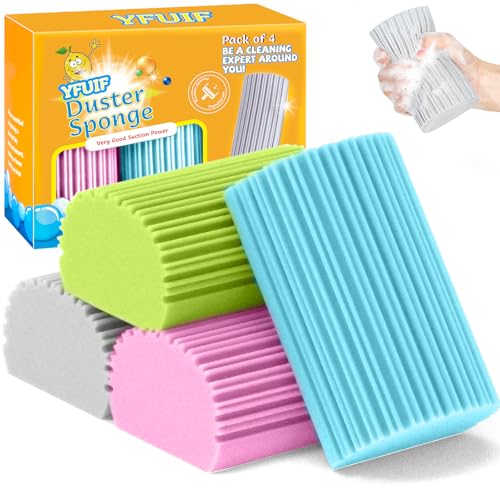 4 Pack Reusable Magic Duster Sponges for Easy Cleaning