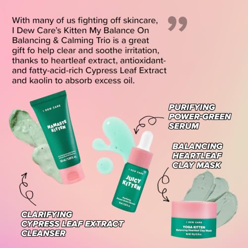 I DEW CARE Calming Kitten My Balance On Skincare Set - Heartleaf, Serum & Clay Mask