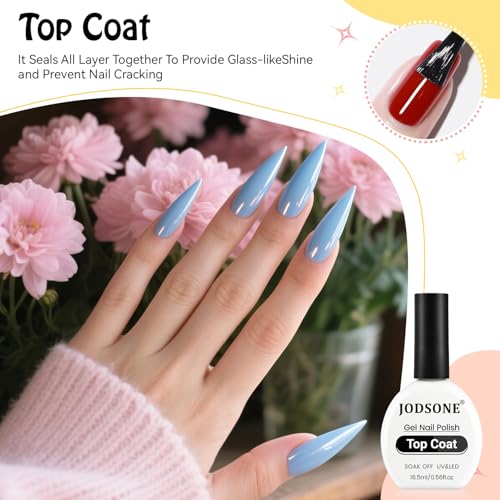 JODSONE Gel Top Coat - 2x 16.5ml No Wipe Glossy Finish