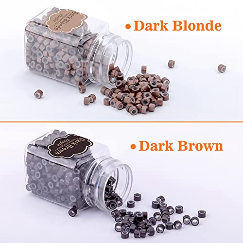 Duufin Hair Extensions Beads - 2500 Pcs Mix Color 5mm Silicone Lined I Tip Weft
