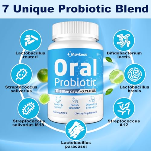 Mswkeou Oral Probiotics for Bad Breath Treatment, 60 Count - 11 Billion CFU