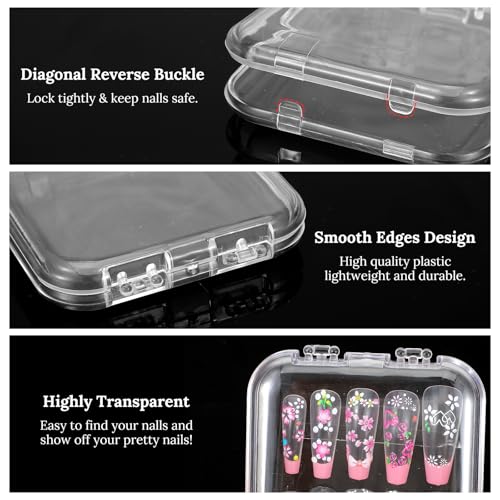40 Pcs Clear Press-on Nail Packaging Boxes with Adhesive Tape