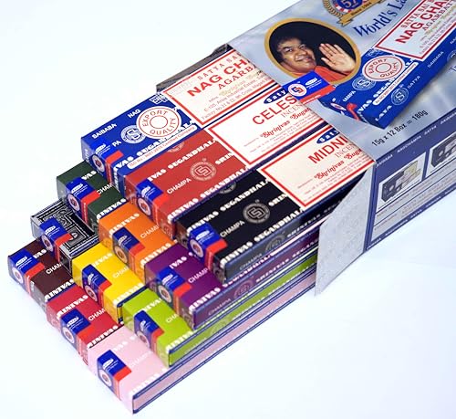 Satya Incense Variety Pack - 12 Scents, 15g Each