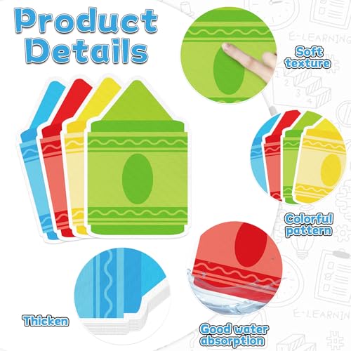 100 Crayon Shaped Paper Napkins for Back to School Parties