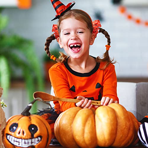 WILLBOND 20-Pack Halloween Scrunchies - Pumpkin, Skull & Spider Designs