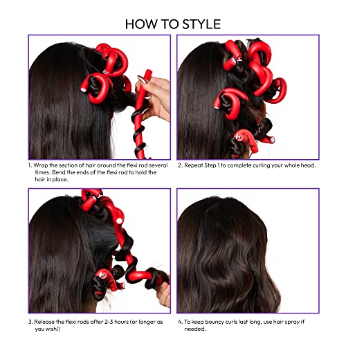 Red by Kiss Flexi Rods - Heatless Curlers for Bouncy Beach Waves