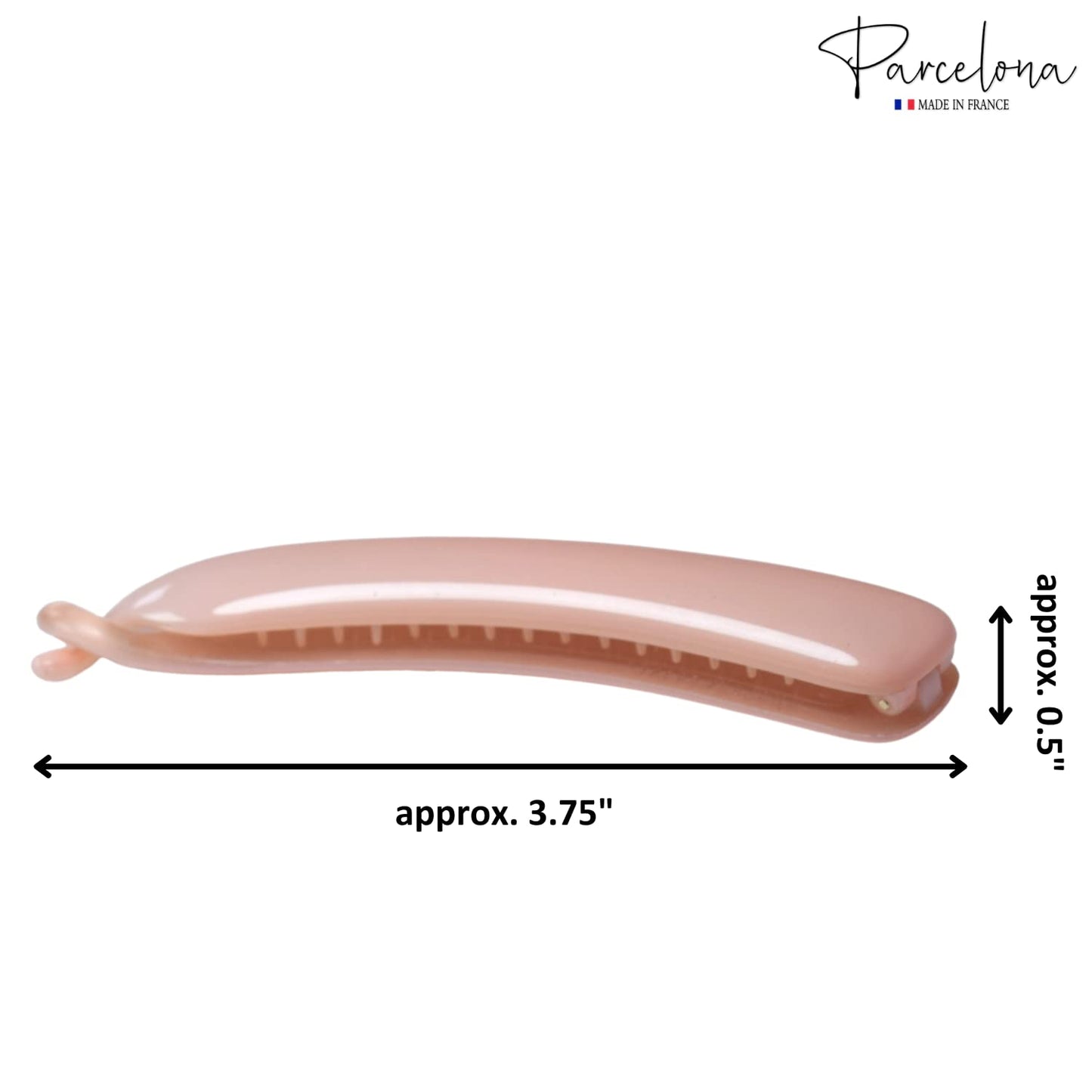 Parcelona French Small 3 ¾” Celluloid Set of 2 French Banana Hair Clip Flexible Ponytail Holder Fashion Durable Styling Women Hair Accessories, Made in France