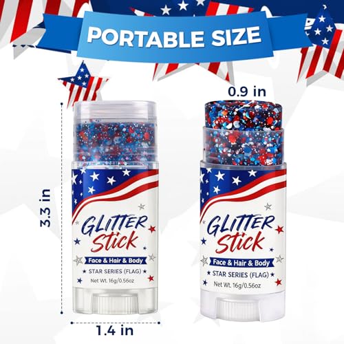 4th of July Glitter Stick Patriotic Hair Glitter Body Glitter face Glitter 4th of July Outfits for Women Fourth of July Outfit Women 4th of July Fourth of July Decorations£¬Red White and Blue X1
