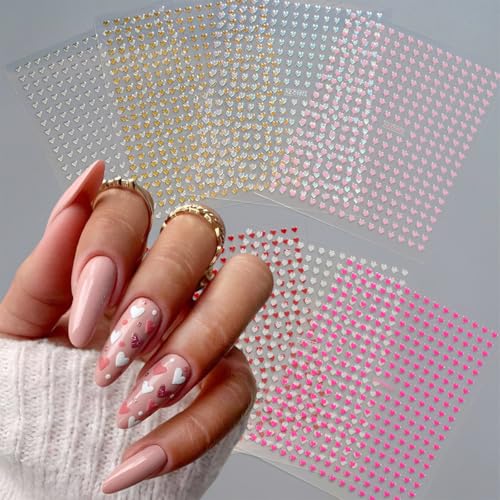 Winter Holiday Heart Nail Stickers Set 8 Sheets Romantic Valentines Manicure Decoration
