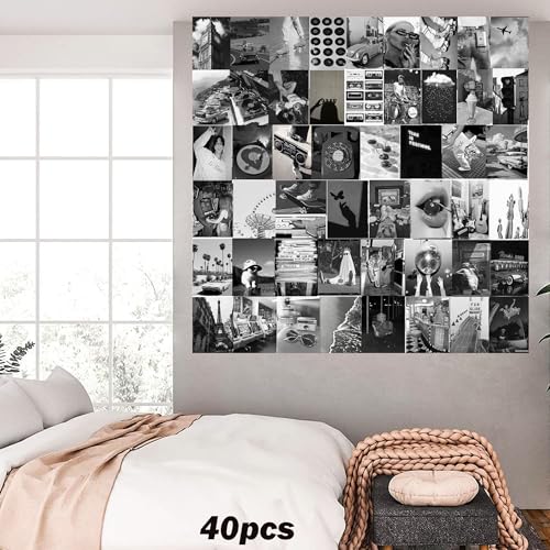 Black and White Collage Kit - 50 Aesthetic Prints for Wall Decor