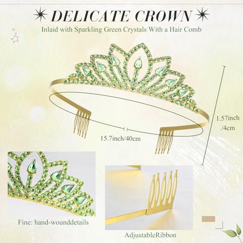 Green Princess Tiara Jewelry Set for Costumes Halloween Role Play Women
