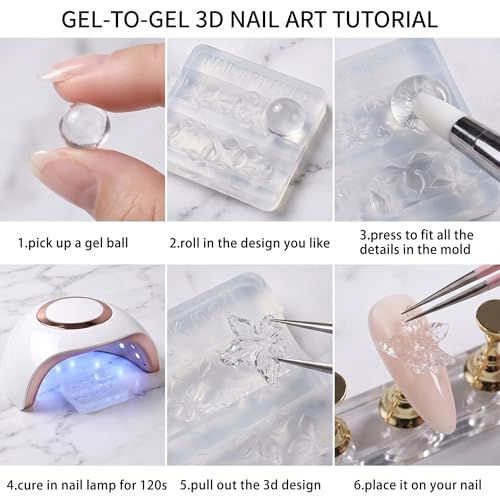 2Pcs Hibiscus Flower Silicone Nail Art Molds with Carving Pen