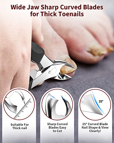 WONSIM Ingrown Toenail Clippers Set - 4Pcs Heavy Duty Stainless Steel Nail Tools for Seniors & Thick Toenails