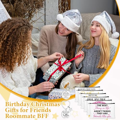 24-Piece Friendship Gift Set: 12 Canvas Makeup Bags & 12 Stainless Keychains