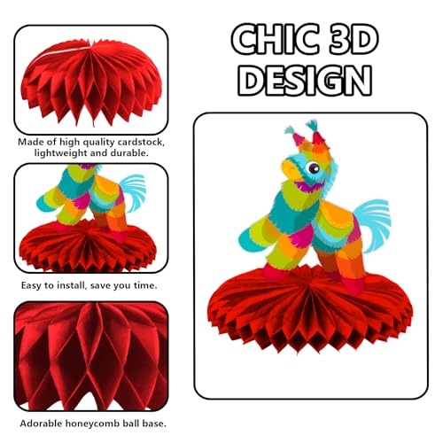 Taco Theme Birthday Honeycomb Centerpieces - 9 Pcs Set
