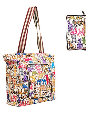 Couragejoy Foldable Waterproof Reusable Grocery Bags - Heavy Duty Tote