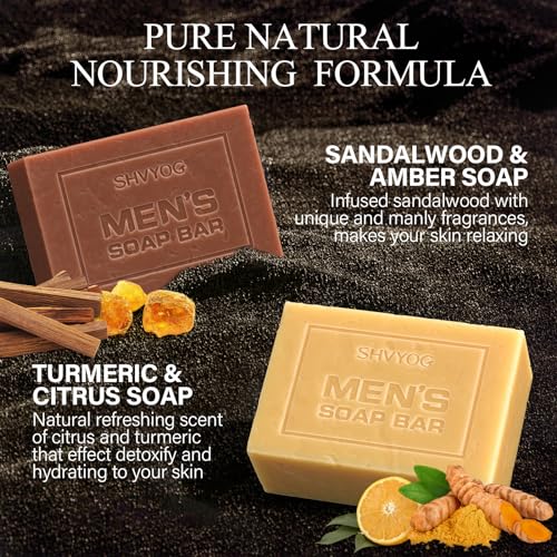 SHVYOG Handmade Men's Soap 4-Pack - Exfoliating & Moisturizing