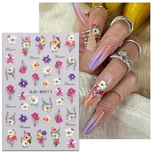 Self-Adhesive Floral Nail Art Stickers - 6 Sheets for Spring & Summer