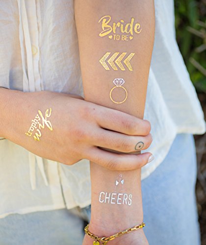 Bachelorette Party Waterproof Temporary Tattoos - Bride Tribe, Bridal Sayings, Glitter & Holographic Sheets