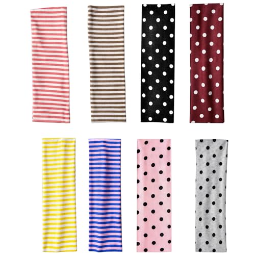 8-Piece Striped & Polka Dot Headbands Set - Comfortable Hair Accessories