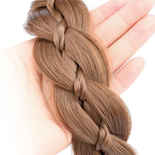 Wide Braided Headband with Teeth - Medium Brown Synthetic Hair Accessory