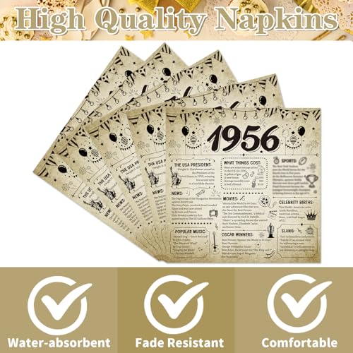 Vintage 70th Birthday Napkins - 50 Disposable Party Napkins
