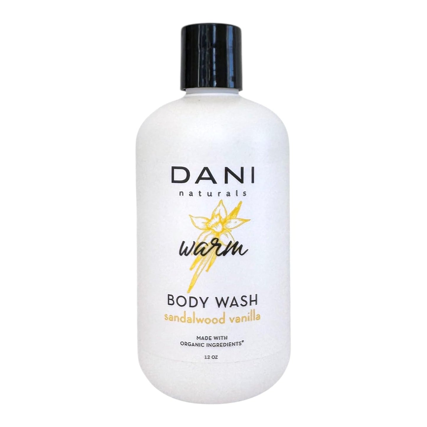 DANI Naturals Sandalwood Vanilla Body Wash - Vegan & Sulfate-Free | Organic Ingredients, 12 fl oz