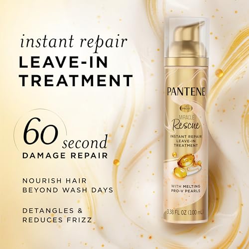 Pantene Miracle Rescue Leave-In Treatment with Pro-V Pearls, Instant Damage Repair, 3.38 oz