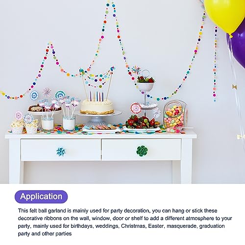 MECCANIXITY Yellow Felt Ball Garland - 8.2Ft, 24 Cotton Balls, Party Decor