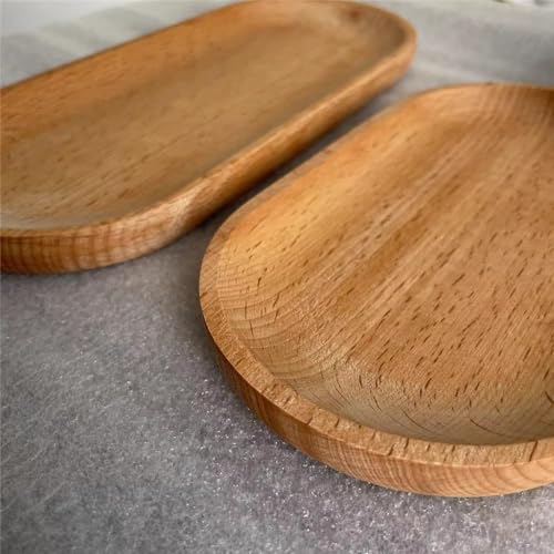 Set of 2 Wooden Serving Trays - Natural Beechwood Decorative Tray