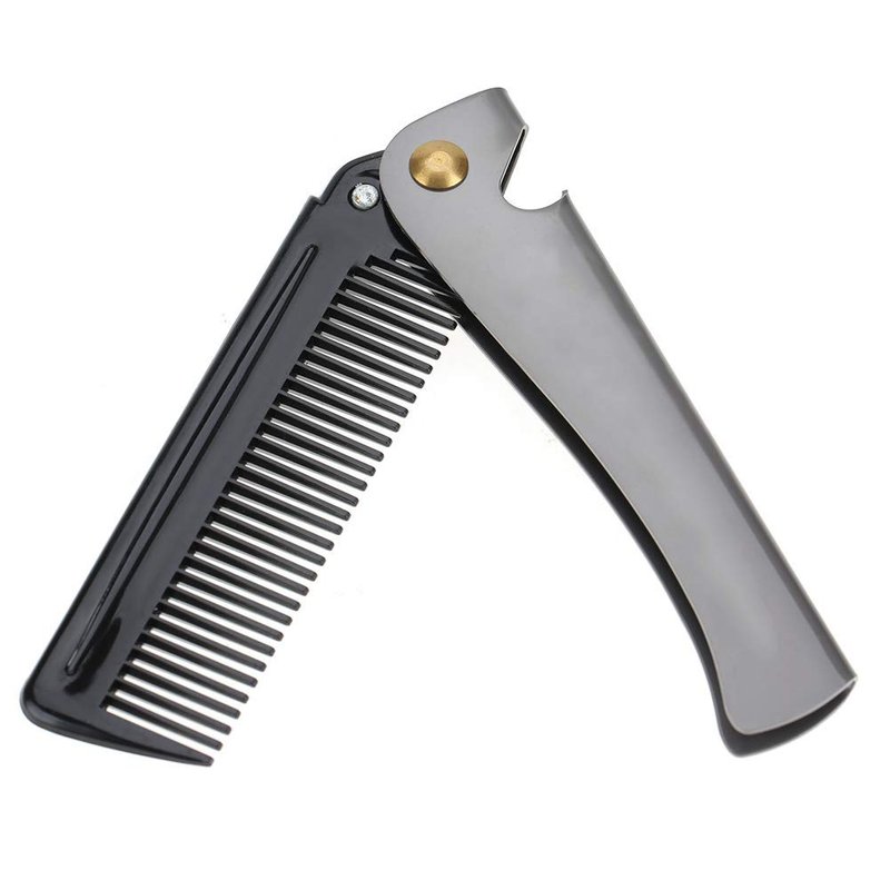 Pocket Stainless Steel Beard Comb Moustache Comb with Smooth Round Teeth for Men Grooming Beard Maintenance Tool (Peines para Barba y Bigote)