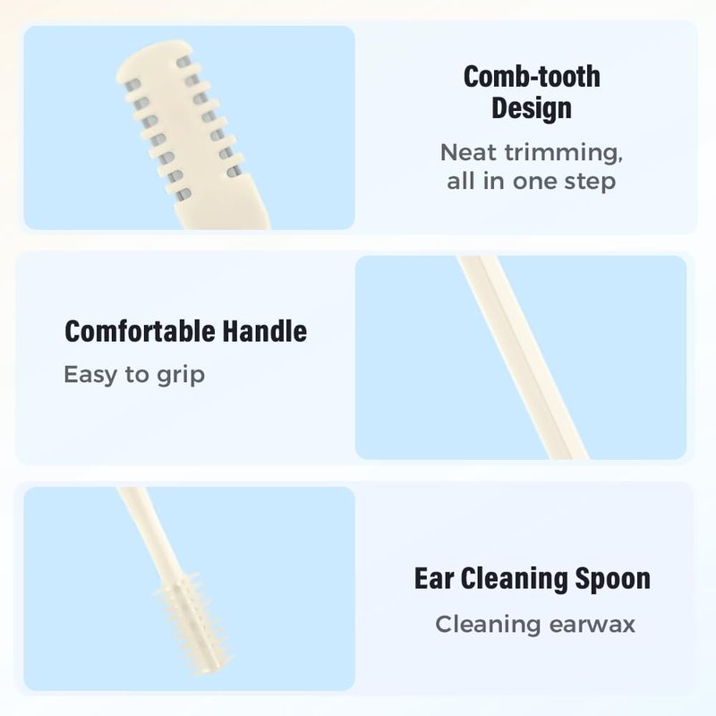 2-in-1 Nasal Hair Cutter, 2025 Upgrade 360° Rotating Nose Hair Trimmer with Double-Sided Blade & Ear Pick, Manual Nostril Hair Removal Tool for Men and Women, Soft Cleaning Brush (Beige, 3PCS)