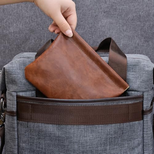 Tiltol Small Leather Makeup Bag Set - 2 Pack Portable Cosmetic Pouches