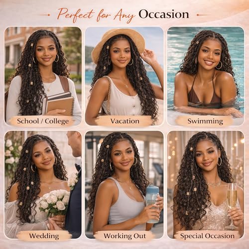 Jinhui 18-Inch Deep Wave Boho Braiding Hair, Synthetic Blend Bulk Extensions