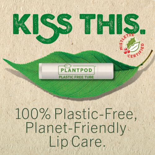 Eco Lips Organic Candy Cane Lip Balm - 3 Pack | Festive Vanilla Mint Flavor | 100% Plastic Free
