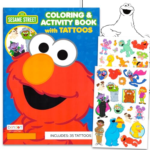 Sesame Street Temporary Tattoo & Coloring Book Set - 35 Elmo Tattoos