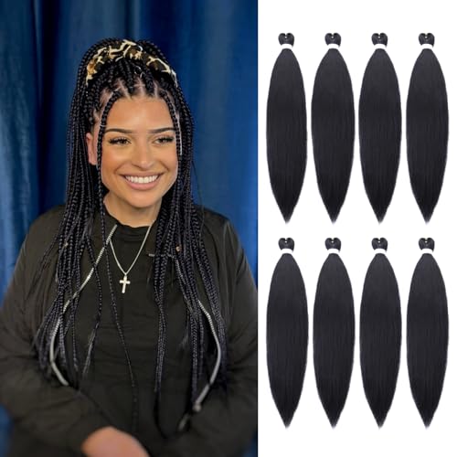 AMUMI Pre-Stretched Braiding Hair Extensions - 18 Inch Synthetic Fiber (8 Pack)