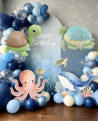 4Pcs Green Turtle Foil Balloons for Ocean Theme Parties