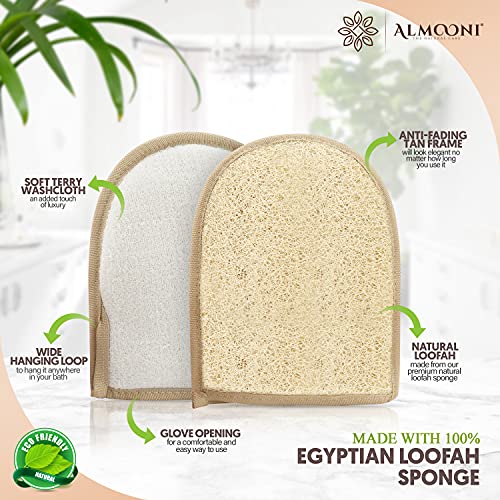 Natural Egyptian Loofah Gloves - Exfoliating Shower Mitts, 2 Pack