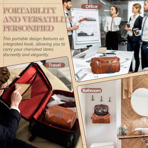 Personalized Leather Toiletry Bag for Men - Monogrammed Travel Organizer