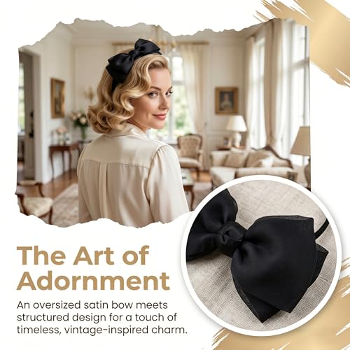 Women’s Black Chiffon Bow Headband, Elegant Hair Accessory for Styles