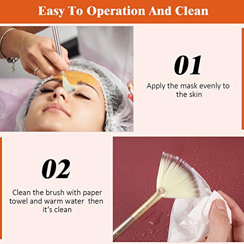 Maitys Champagne 9-Piece Fan Shape Facial Mask Brush Set for Makeup & Skincare