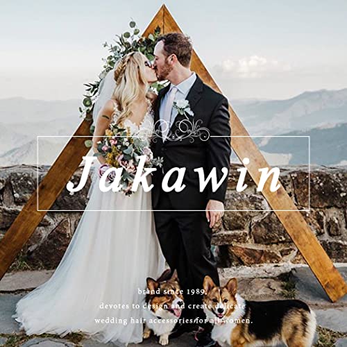 JAKAWIN Bridal Pearl & Crystal Hair Pins, Gold Wedding Hair Accessories Set of 2