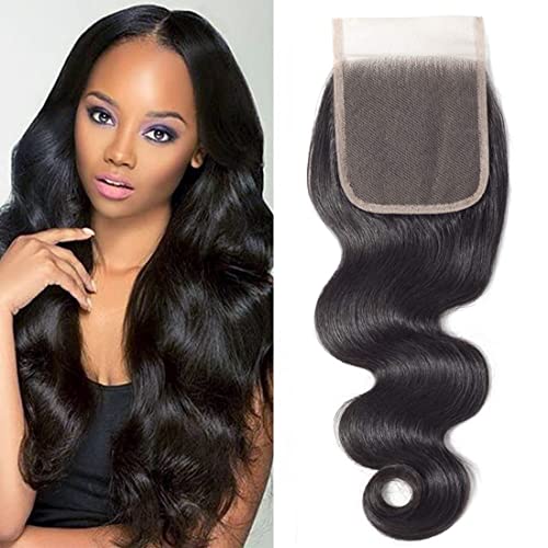 DMS 16 Inch Body Wave Human Hair Lace Closure 4x4 Swiss Lace Brazilian Virgin Hair