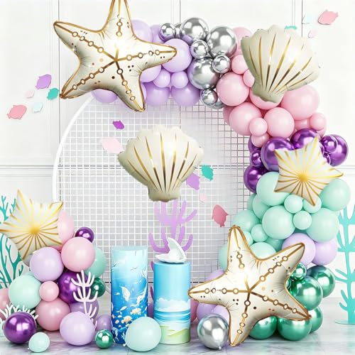 6Pcs Under the Sea Starfish & Seashell Balloons Set