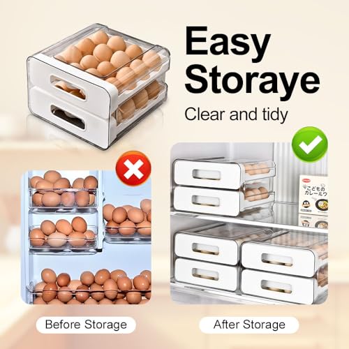 Koja 32-Egg Stackable Fridge Organizer with 2 Drawers - BPA-Free