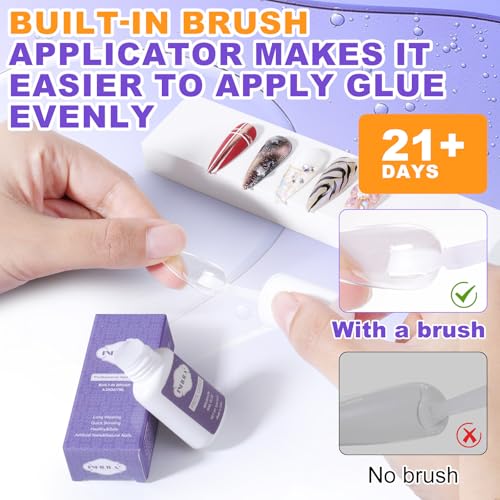 NXJ INFILILA Professional Brush-On Nail Glue for Press-Ons, 3x7ml