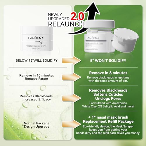 LANBENA Blackhead Remover Cream with 60 Pore Strips for Face & Nose